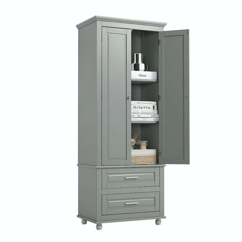 Bathroom Tall Storage Cabinet with Two Drawers