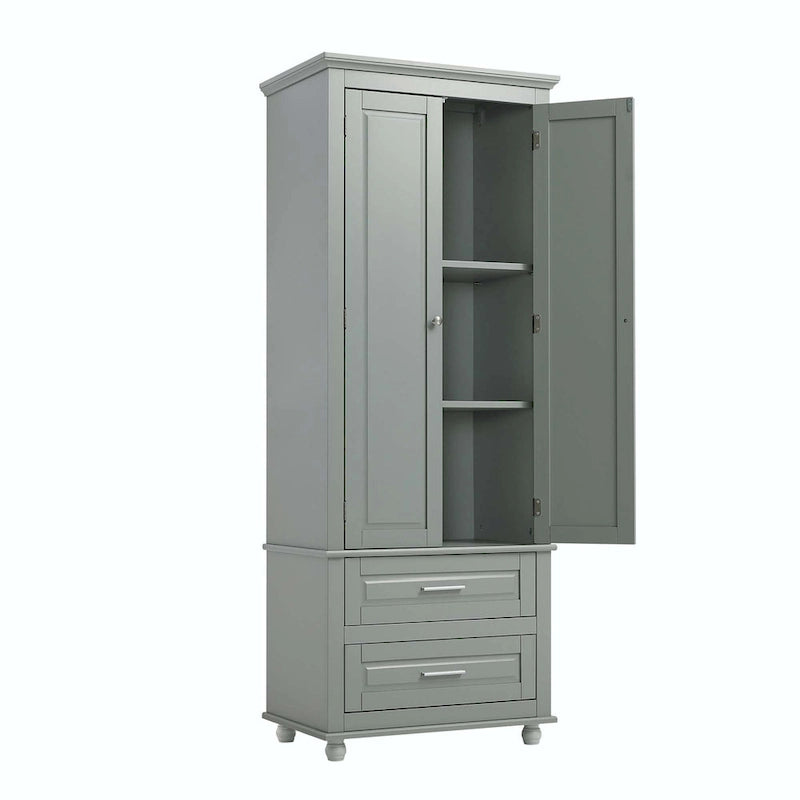 Bathroom Tall Storage Cabinet with Two Drawers