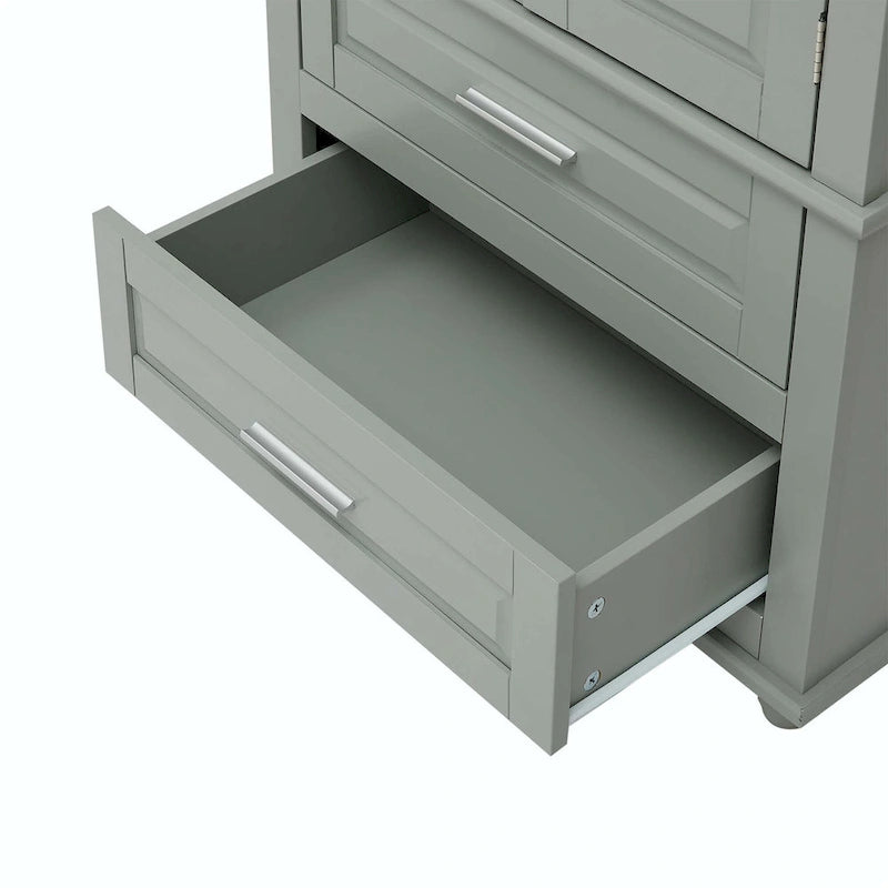 Bathroom Tall Storage Cabinet with Two Drawers