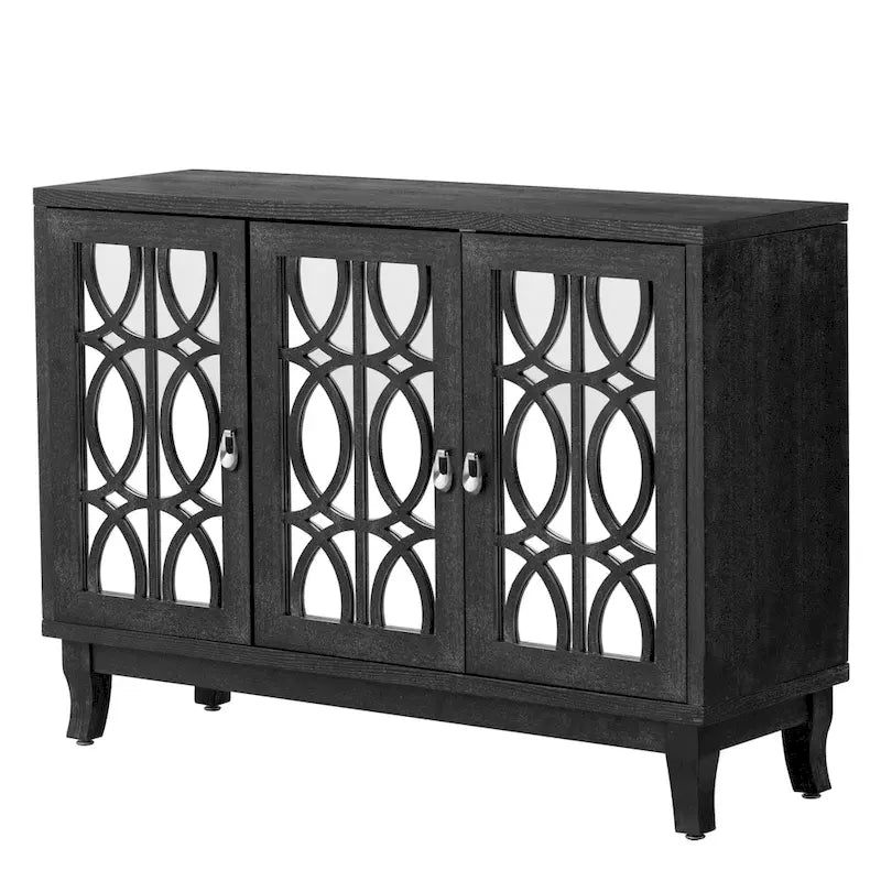 3-Door Sideboard Cabinet with Glass Doors