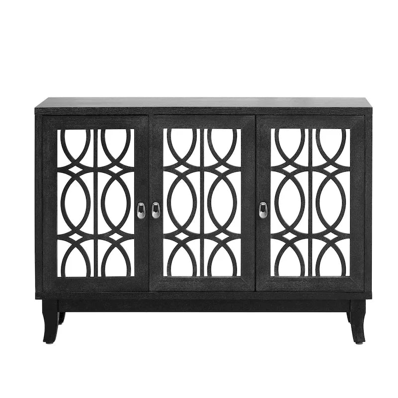 3-Door Sideboard Cabinet with Glass Doors