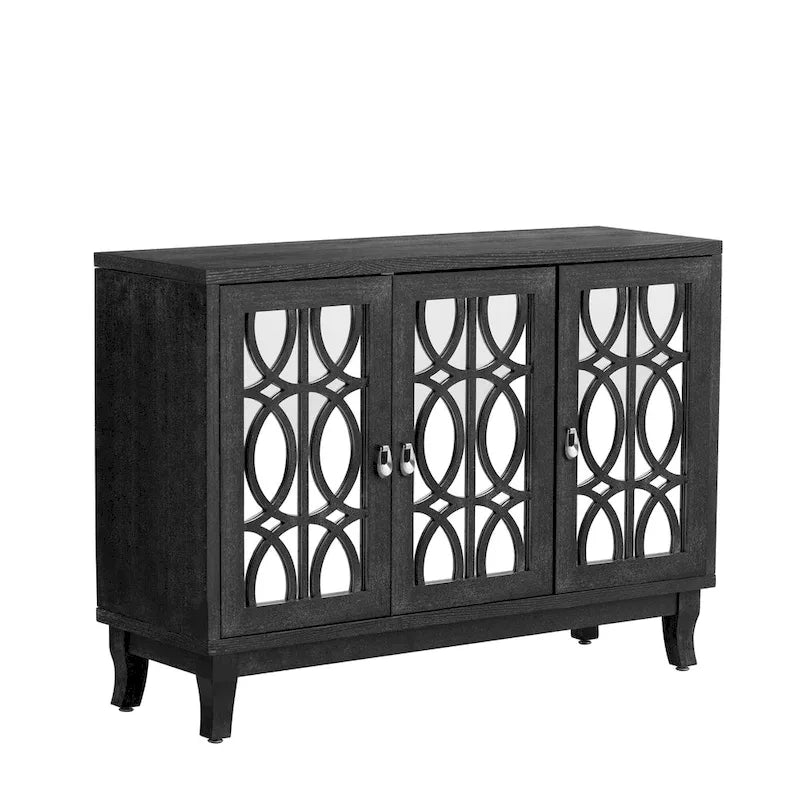 3-Door Sideboard Cabinet with Glass Doors