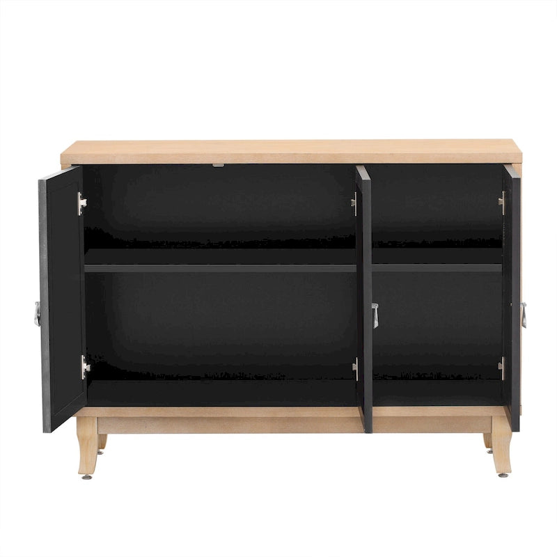 3-Door Sideboard Cabinet with Glass Doors