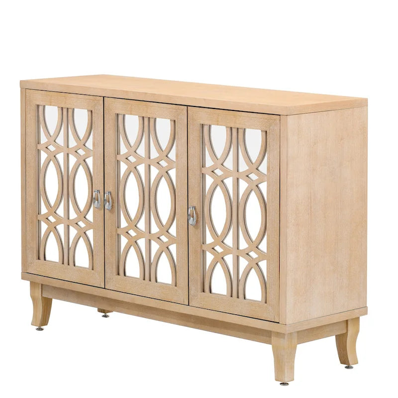 3-Door Sideboard Cabinet with Glass Doors