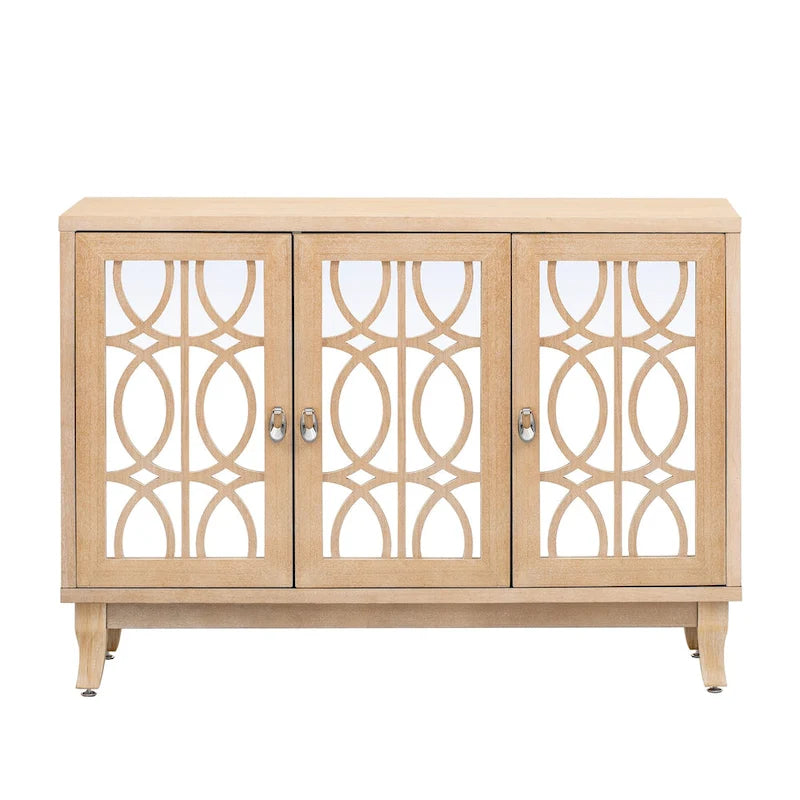 3-Door Sideboard Cabinet with Glass Doors