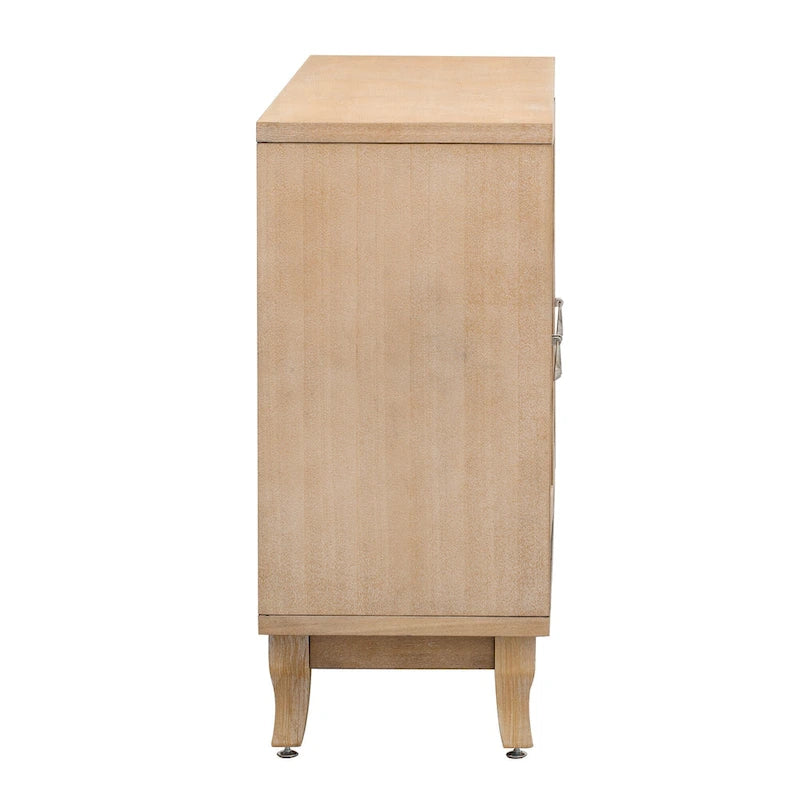 3-Door Sideboard Cabinet with Glass Doors