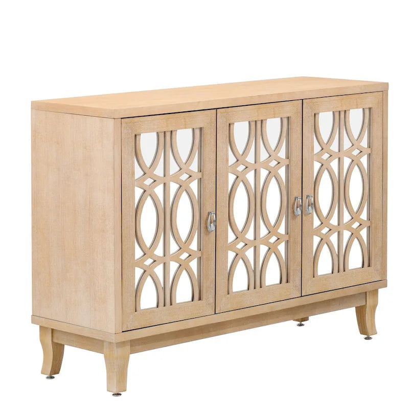 3-Door Sideboard Cabinet with Glass Doors