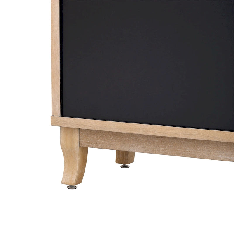 3-Door Sideboard Cabinet with Glass Doors