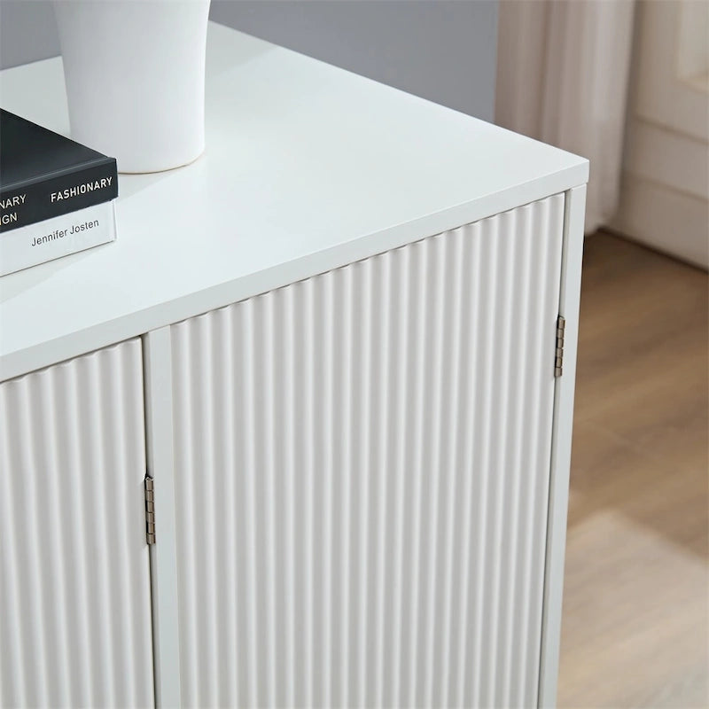 Wavy Texture Buffet Cabinet,White Accent Cabinet,Modern Bookcase